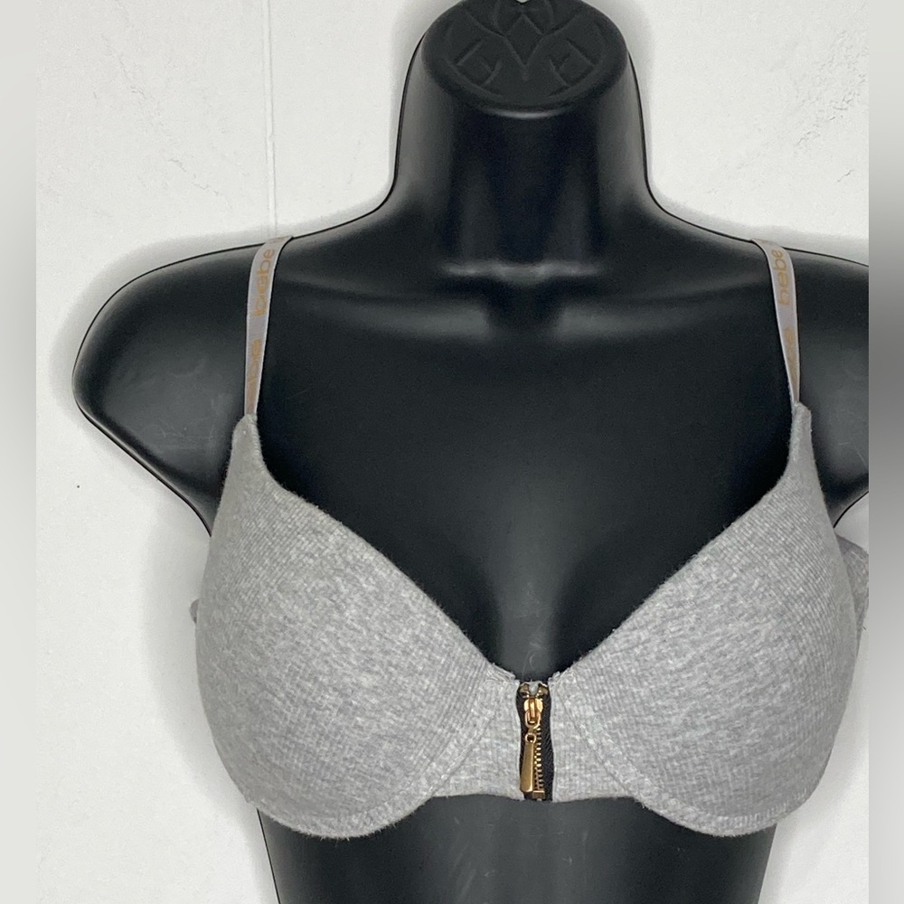 Bebe Intimates grey ribbed push up bra